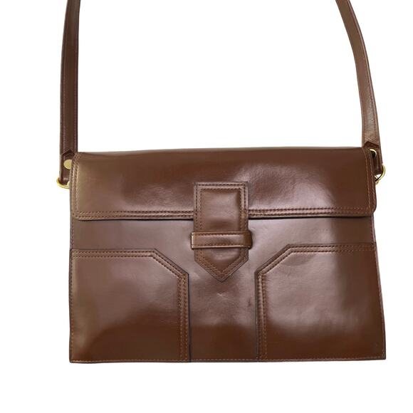 Vintage Yves Saint Laurent Brown Leather Shoulder Bag Model DE 3133 BR 1970-80s - Picture 5 of 16